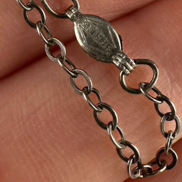 Vintage Sterling Silver Turquoise Coral Native Old Pawn Pendant Necklace - Picture 5 of 6